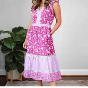 LOFT pink and purple maxi dress - Size 0